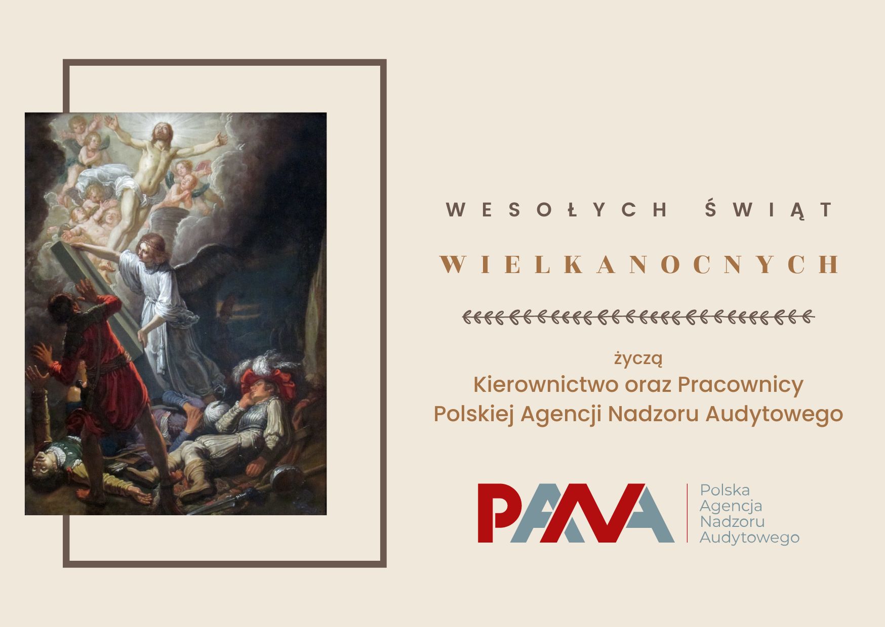 Wesołych Świąt Wielkanocnych życzą Kierownictwo i Pracownicy Polskiej Agencji Nadzoru Audytowego